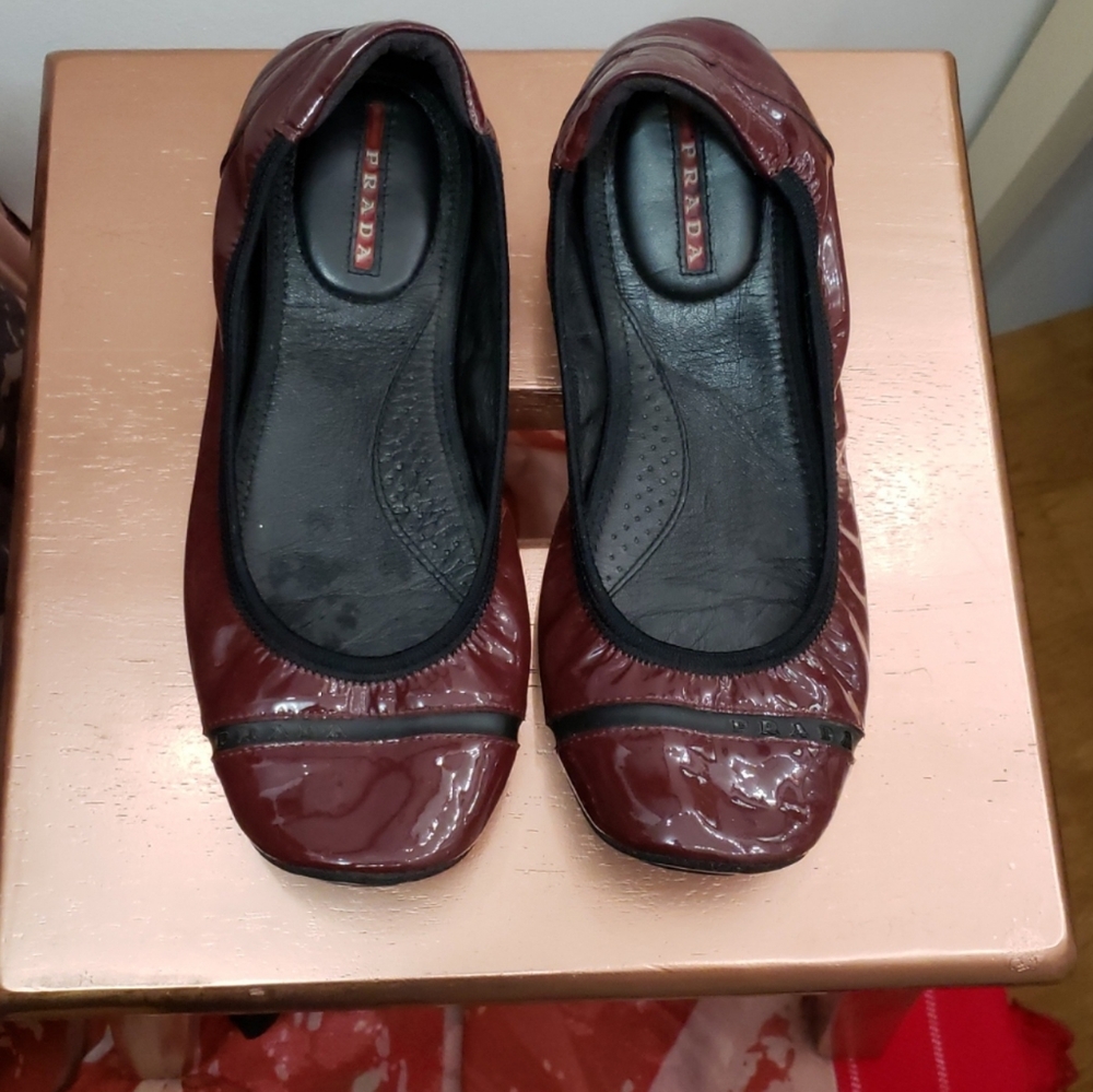 Prada flats maroon